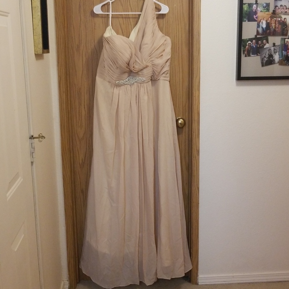 Creme ballgown dress with rhinestone detail